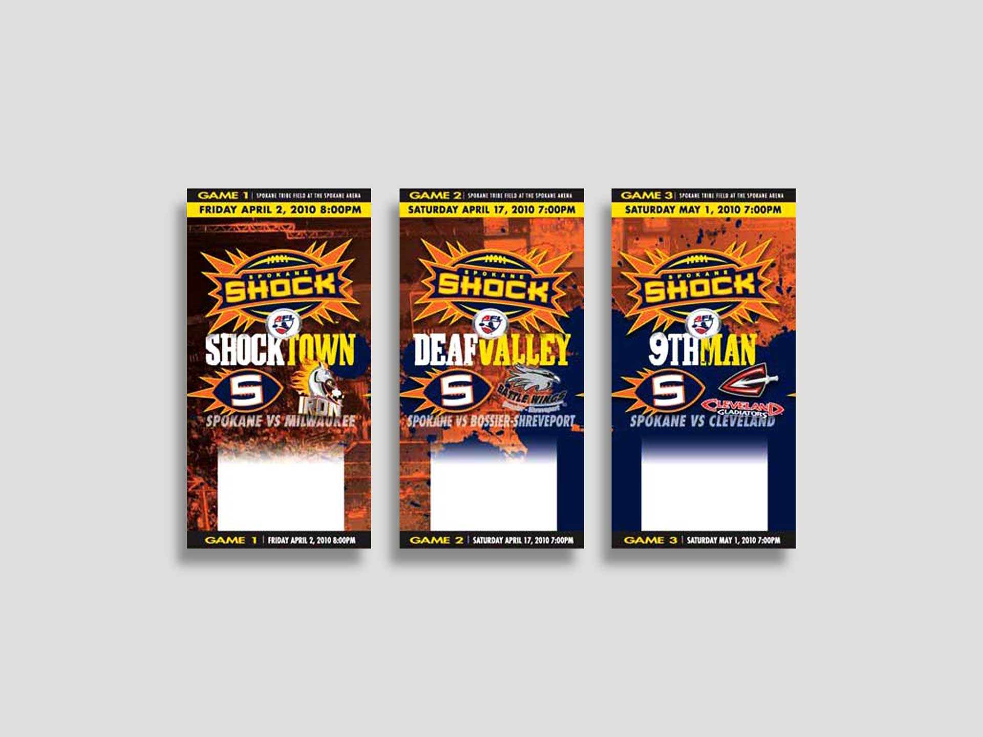 Spokane Shock Arena Football Ticket Design