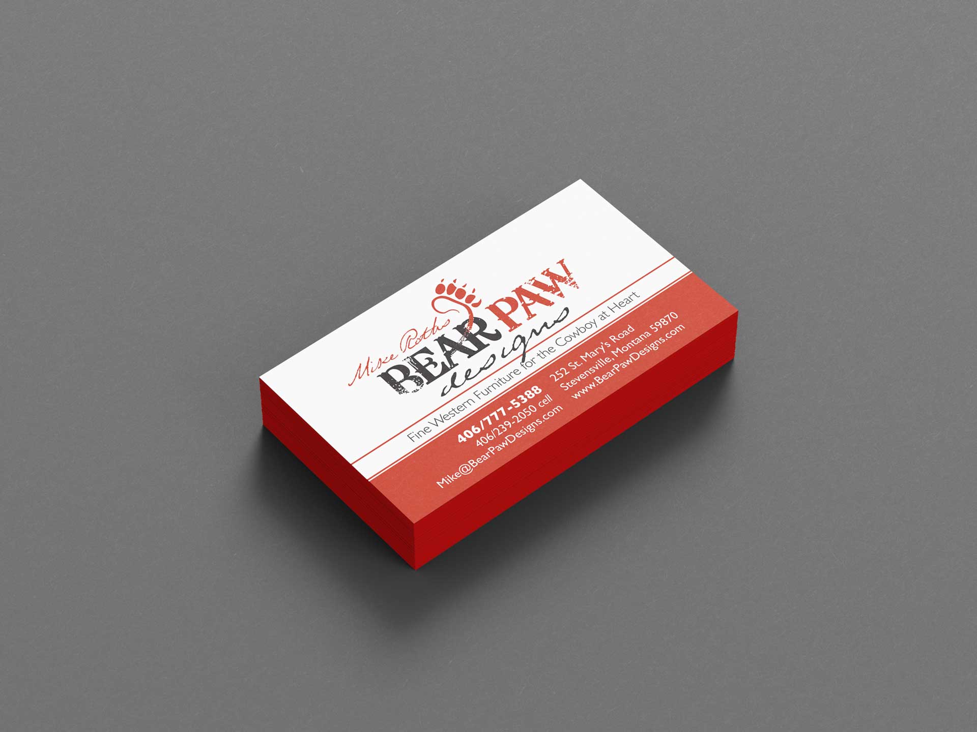 Bear Paw Designs Fine Western Furniture Business Cards