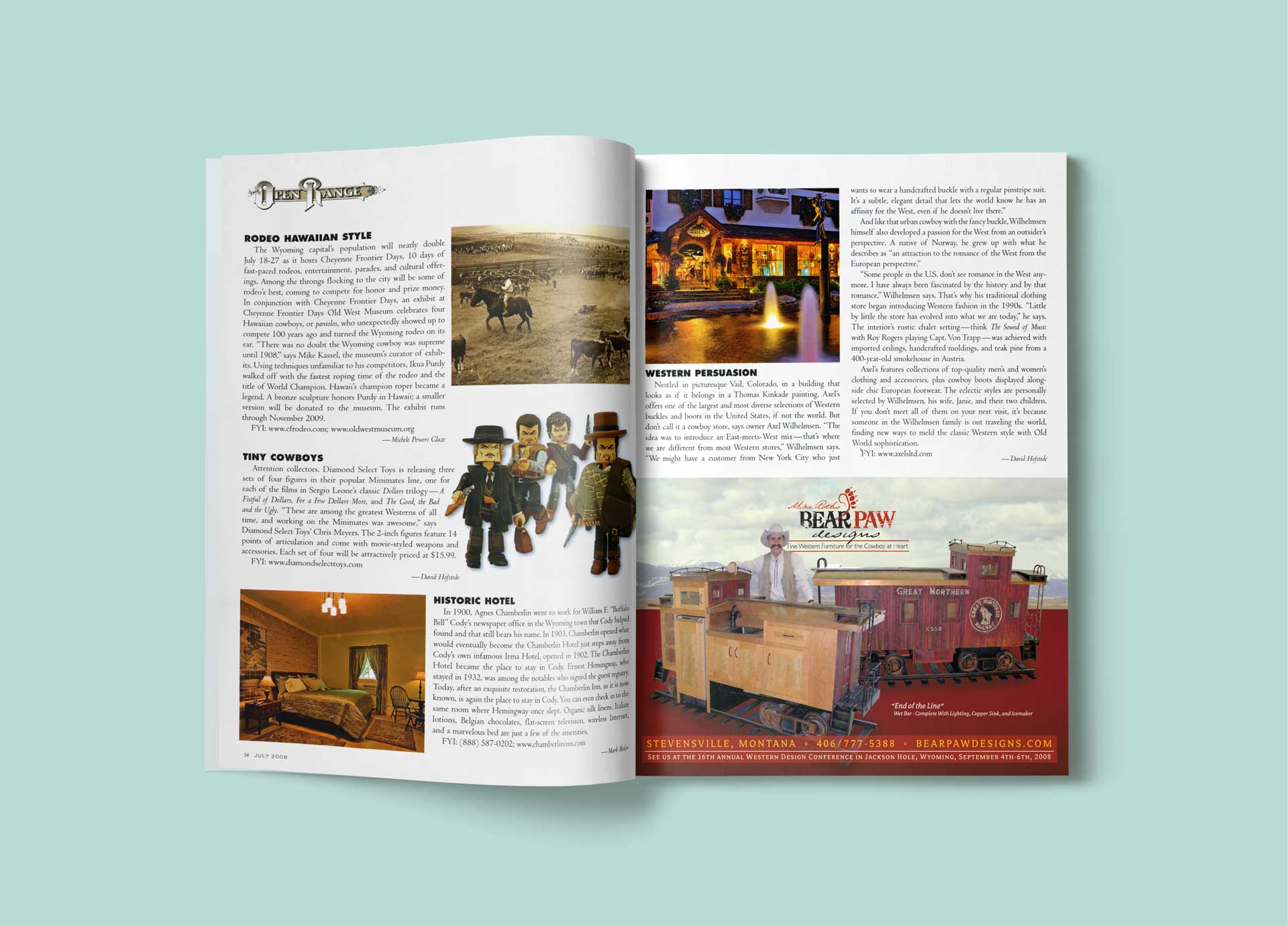 Bear Paw Designs Cowboys and Indians Magazine Horizontal Ad