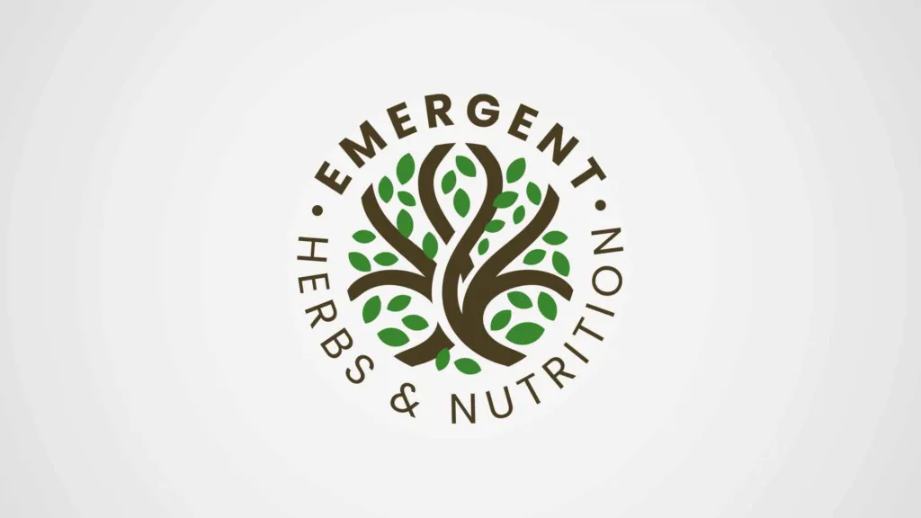 Logo-Design-Emergent-Herbs-Nutrition-Tree-Leaves